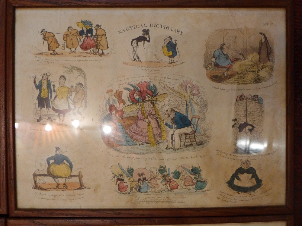 A set of six 19th century Nautical Dictionary coloured engravings, glazed and framed. - Image 6 of 7