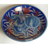 A William de Morgan by Charles Passenger lustre dish having mythical beast to the centre,