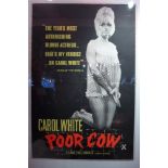 An original vintage 1967 Poor Cow half sheet film poster with Carol White 50 x 76cm glazed and