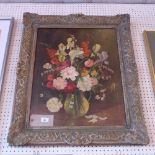 A 1930's oil on canvas still life of flowers by S. Robertin (b1900), signed and framed