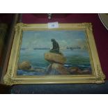 A signed oil on panel by Russian artist Boris Kilrov (1891 - 1977), ''The Little Mermaid'' beside