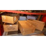 A collection of four French wine crates,