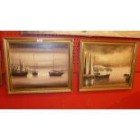 Two mid-20th century Continental oils on canvas, harbour scenes, signed by the artist.