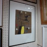A Joan Miro lithographic print in colours, untitled, unsigned, printed by Maeght,