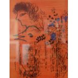 Marc Chagall colour lithograph boy with bird framed and glazed