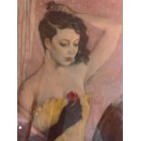 Rex Whistler colour print titled Lady with Red Rose, signed in pencil under,