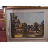 A set of three oil on board country land