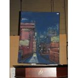 William McDermid, an unframed oil on canvas depicting a city scene,