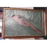 Brian McCarthy (British Modern) oil on canvas depicting nude female study, gilt frame 1988,