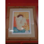 Mark Spain, a limited edition lithograph, 'Nude with Flowers', signed and numbered in pencil,