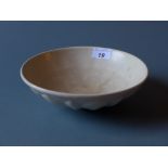 A Chinese ivory crackle glazed lotus bowl