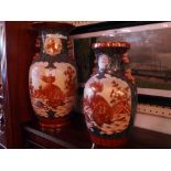 A pair of Japanese large Satsuma vases