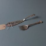 A pair of hallmarked silver pierced and engraved fish servers