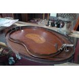 A Georgian inlaid mahogany twin handled tray of oval form and one other similar (2) (af)