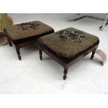 A pair of beadwork early 20th century footstools (2)