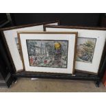 Three framed watercolours,