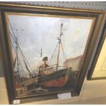 An acrylic on board harbour scene signed D Mickle Huvaite
