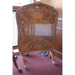 A 19th century limed oak fire screen with tapestry panel (A/F)
