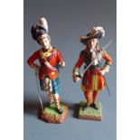 Two Dresden figures of military gentlemen a 'Sutherland Highlander' and a 'Fourth Guards Officer