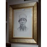 Frederick Aris, pen and ink on artist's board, portrait of an African elder, signed lower right 13.