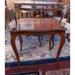 A Continental inlaid kingwood two tier etagere having marquetry inlaid floral detail and gilt metal