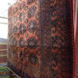 A fine North West Persian Turkoman rug, 225cm x 122cm, repeating geometric motifs to the field,