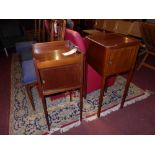 A Georgian inlaid mahogany pot cupboard