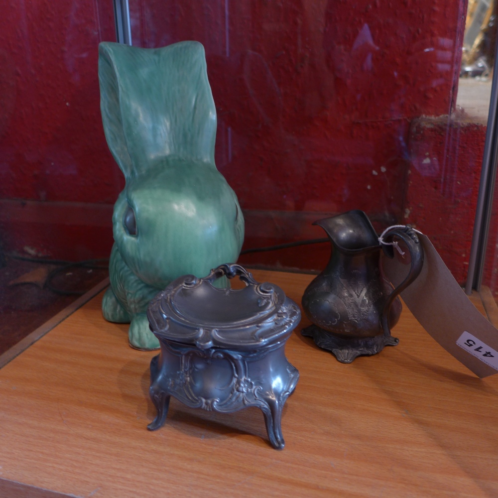 A Sylvac light green glazed rabbit figur