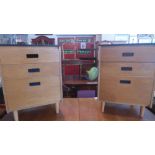 A pair of 1960's satinwood school chests