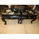 A pair of Chinese hardwood low tables, t