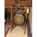 A 19th Century oriental bamboo gong on s