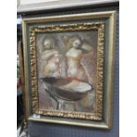 A 20th century Russian School, oil on canvas of two nude female figures,