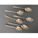 A Harlequin set of six Peter Bateman Georgian HM silver tea spoons