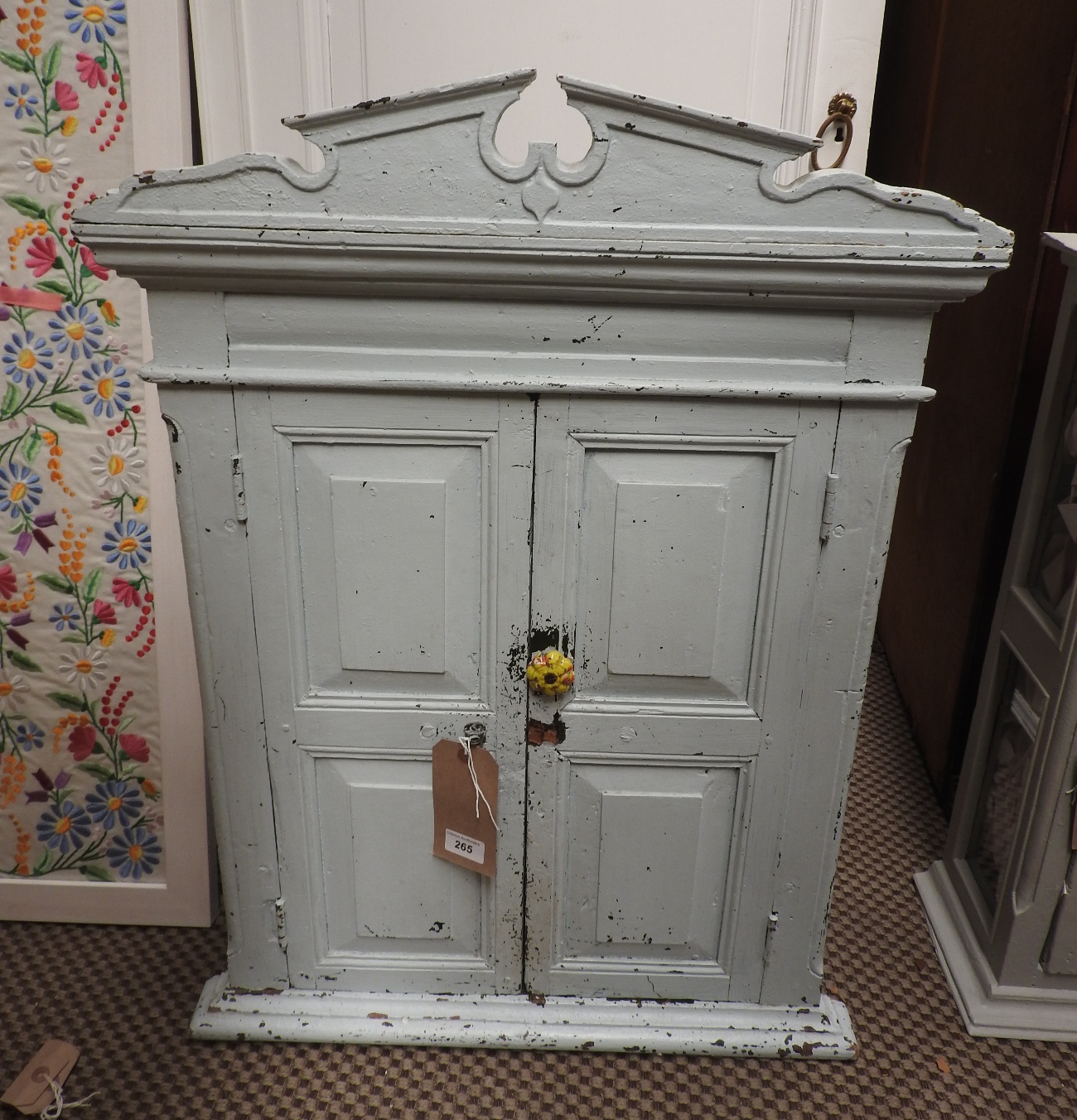 A painted 19th Century wooden Continental cabinet of small proportions