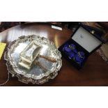 A set of four Saudi Arabian silver napkins and a collection of silver plate.