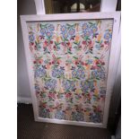 A large floral framed embroidery panel in white frame