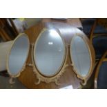 A Louis XVI design giltwood triple mirror,