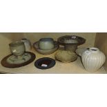 A mixed collection of studio pottery,