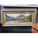 A gilt framed oil on board of a Highland Loch scene,