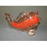 A murano early 1960s glass fish and cant