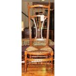 A French oak Edwardian high chair with r