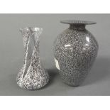 A modern speckled glazed glass vase, H 1