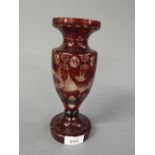 A Bohemian ruby flash glass vase