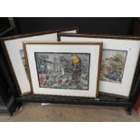 Three framed watercolours, signed Roland