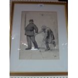 Collett, an ink and wash cartoon, signed