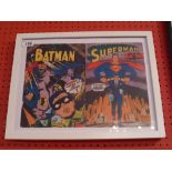 A framed comic book print 'Batman and Su