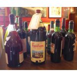 A collection of various wines including