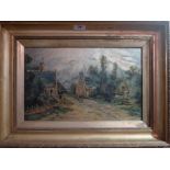 A Victorian oil on board country landsca