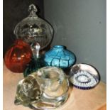 A 19th Century glass paperweight and oth