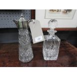 A set of two cut glass decanters, one ha